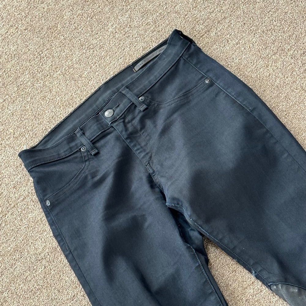 Rag & Bone Midnight Skinny Jean Lambskin Leather Panel Equestrian Navy Womens 27